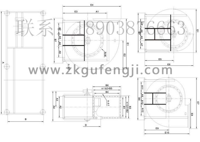 4-79型離心通風(fēng)機(jī)安裝尺寸圖