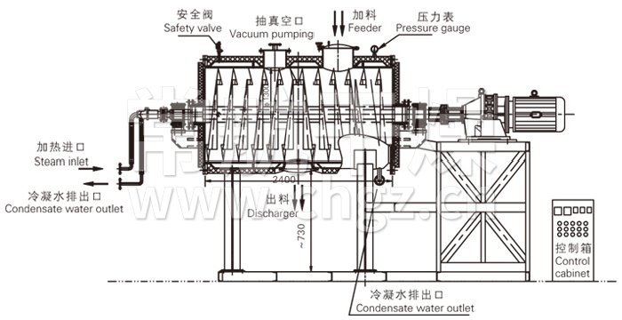 真空耙式干燥機(jī)結(jié)構(gòu)示意圖