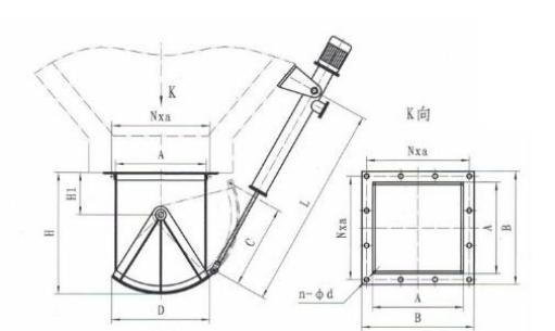 SZ扇形閘門電液動AⅠ型扇形閘門外形簡圖-河南振江機(jī)械