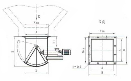 SZ扇形閘門電液動AⅡ型扇形閘門外形簡圖-河南振江機(jī)械