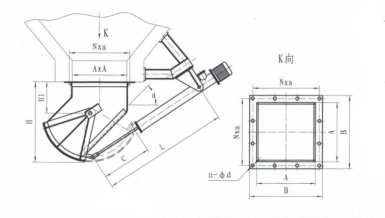 SZ扇形閘門電液動B45Ⅰ型扇形閘門外形簡圖-河南振江機(jī)械