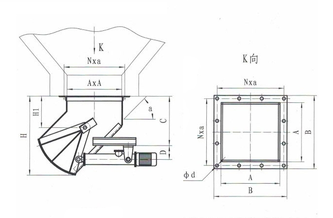 SZ扇形閘門電液動B45Ⅱ型扇形閘門外形簡圖-河南振江機(jī)械