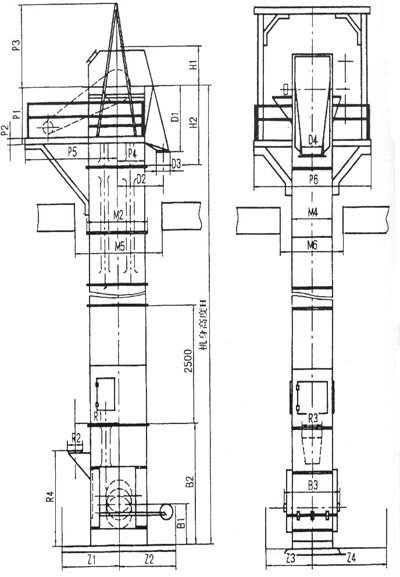 NE型斗式提升機外形圖