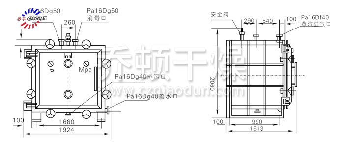 方形靜態(tài)真空干燥機結(jié)構(gòu)示意圖