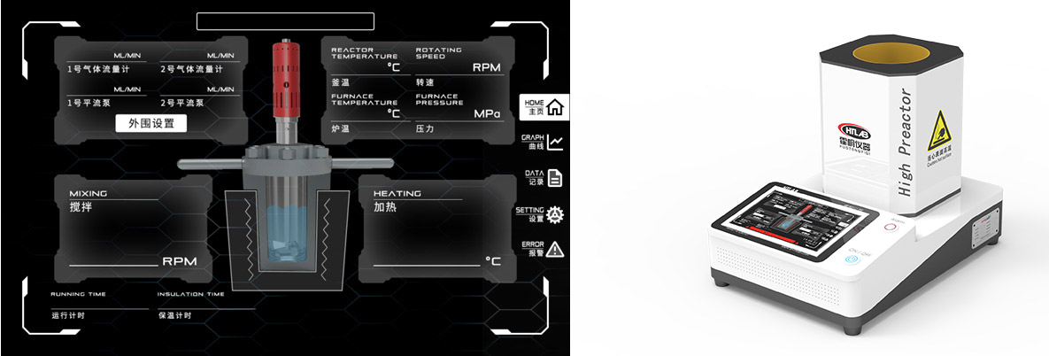 霍桐ZN型智能觸摸屏標(biāo)準(zhǔn)實驗室微小型反應(yīng)釜電控箱及觸摸操控界面示意圖