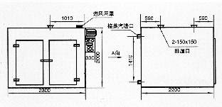 CT-Ⅱ型烘箱尺寸示意圖