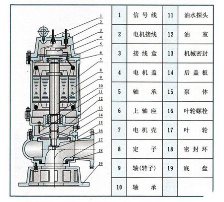 QWP不銹鋼潛水泵結(jié)構(gòu)圖